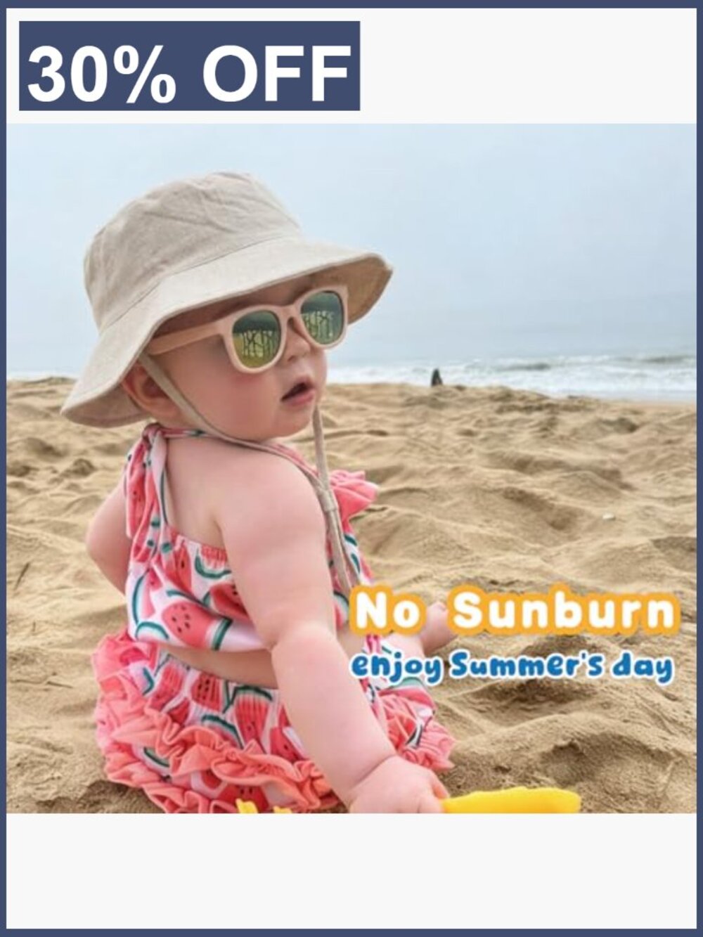 Muslin Baby Sun Hat with Wide Brim Toddler Bucket Hat UV Protection for Boys - Picture 3 of 7